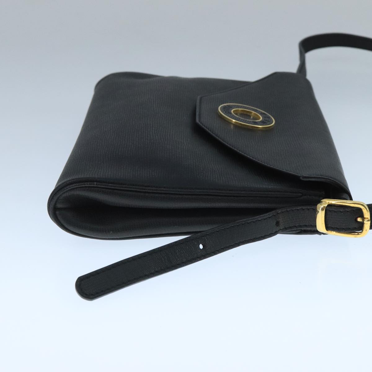 Céline Logo Du Cercle Black Leather Shoulder Bag (Pre-Owned)