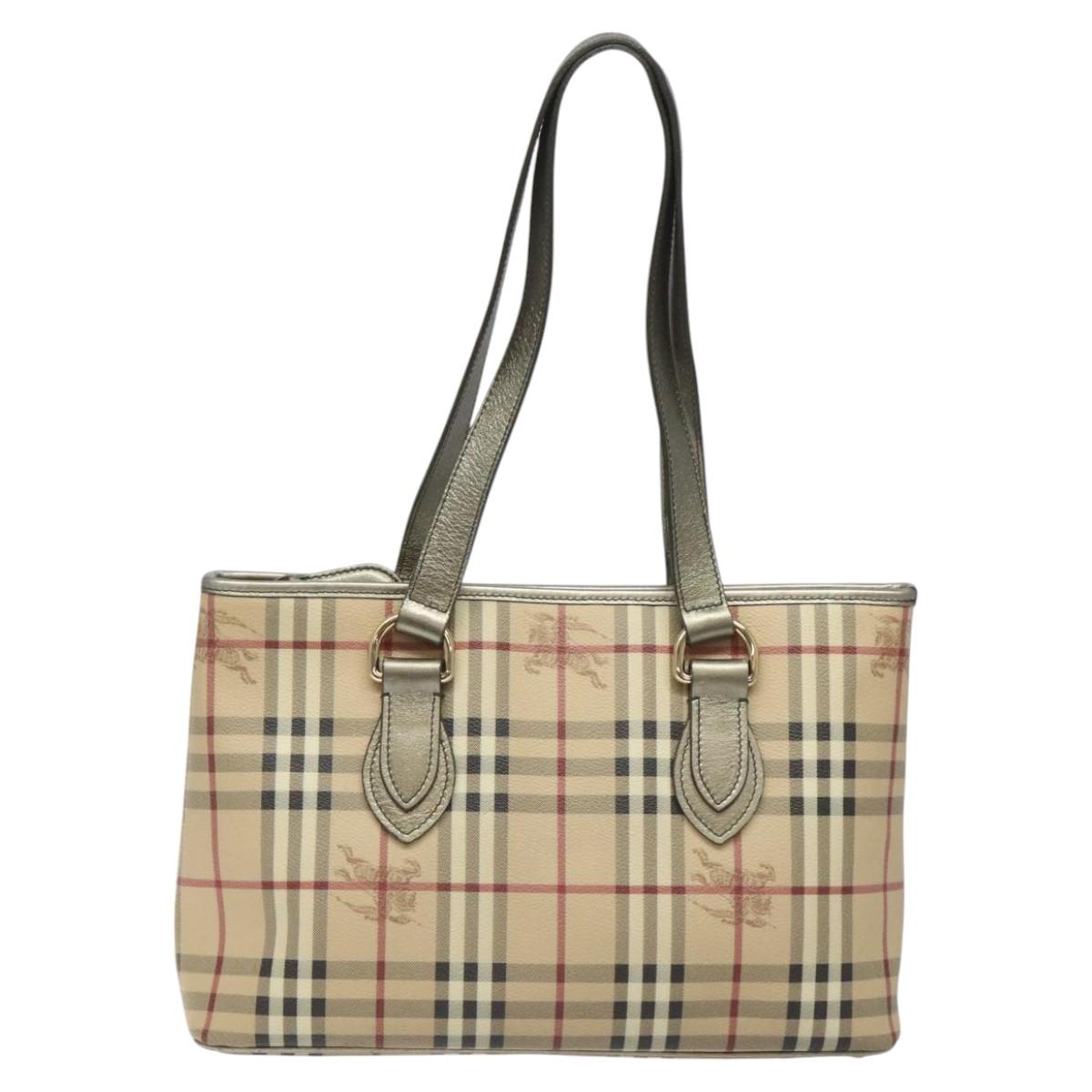 Burberry Haymarket Beige Canvas Shoulder Bag (Pre-Owned)