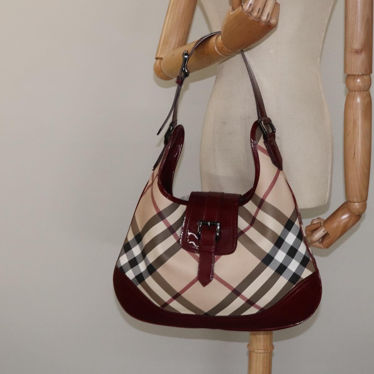 Burberry Nova Check Beige Canvas Shoulder Bag (Pre-Owned)