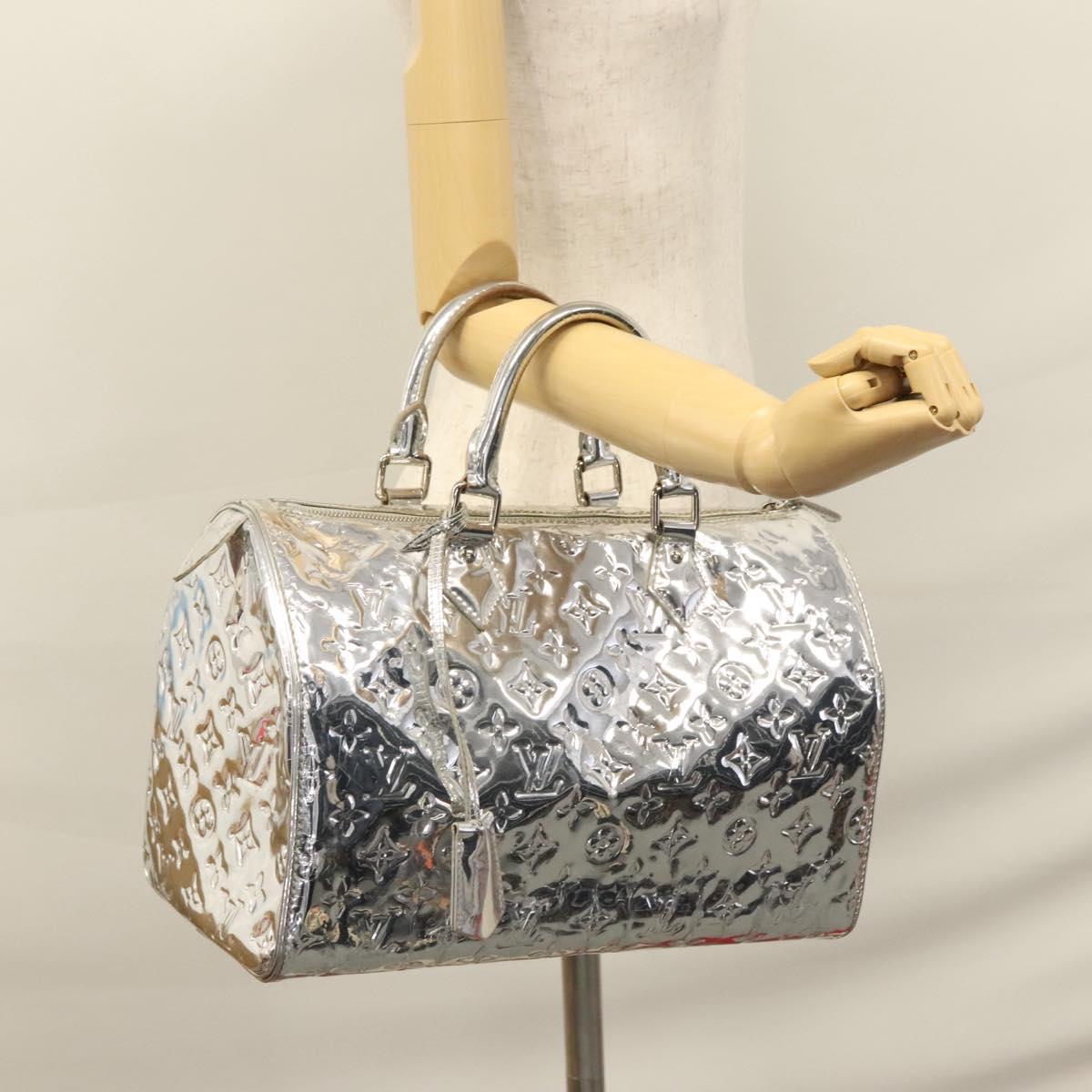 Louis Vuitton Speedy 30 Silver Patent Leather Handbag (Pre-Owned)