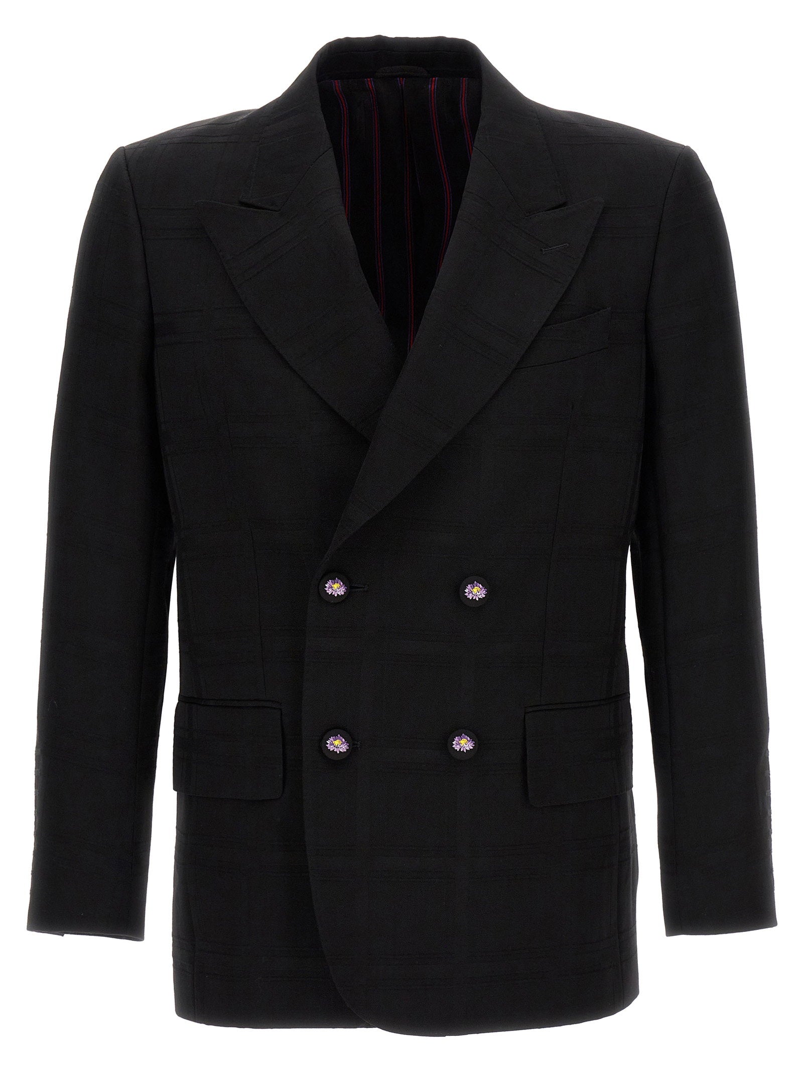 Etro Men's Check Double-Breasted Blazer