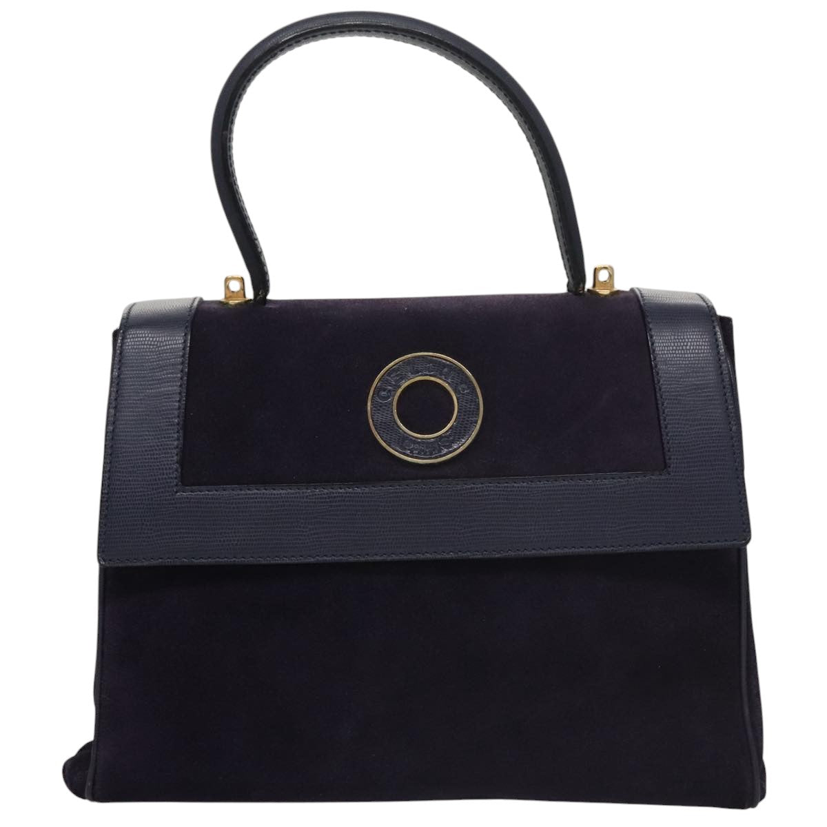 Céline Logo Du Cercle Purple Suede Handbag (Pre-Owned)