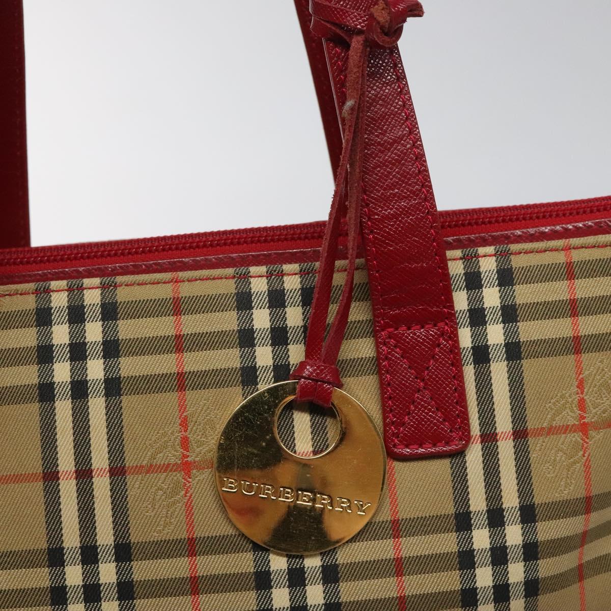 Burberry Nova Check Beige Canvas Handbag (Pre-Owned)