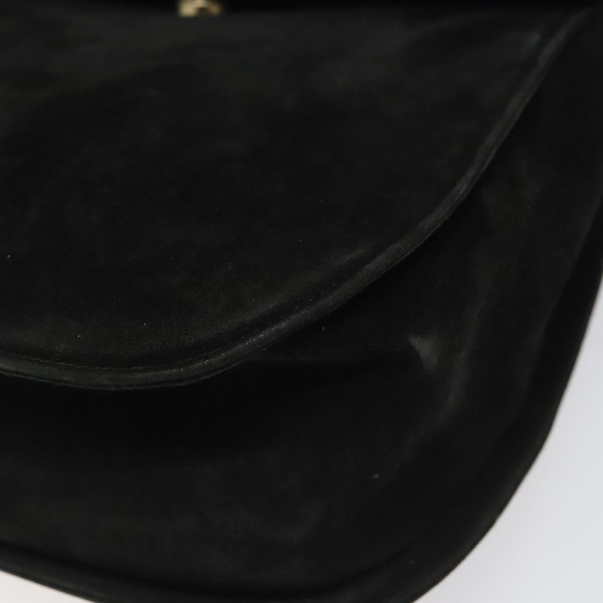 Salvatore Ferragamo Gancini Black Suede Shoulder Bag (Pre-Owned)