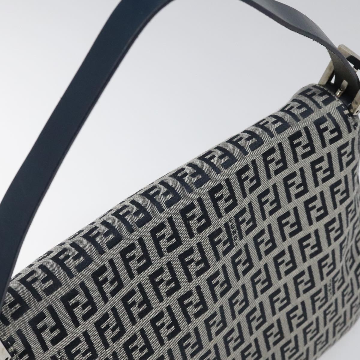 Fendi Mamma Baguette Navy Canvas Shoulder Bag (Pre-Owned)