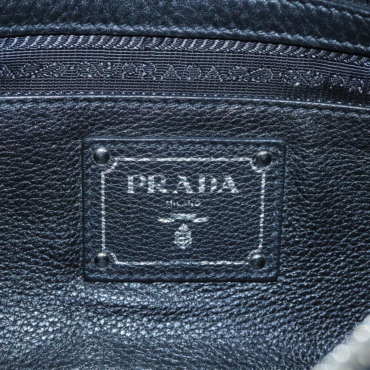 Prada Triangle Logo Black Leather Clutch Bag (Pre-Owned)