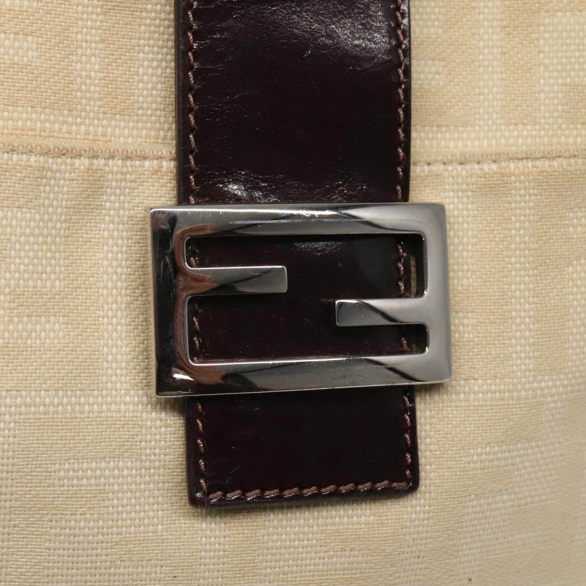 Fendi Zucca Beige Canvas Shoulder Bag (Pre-Owned)