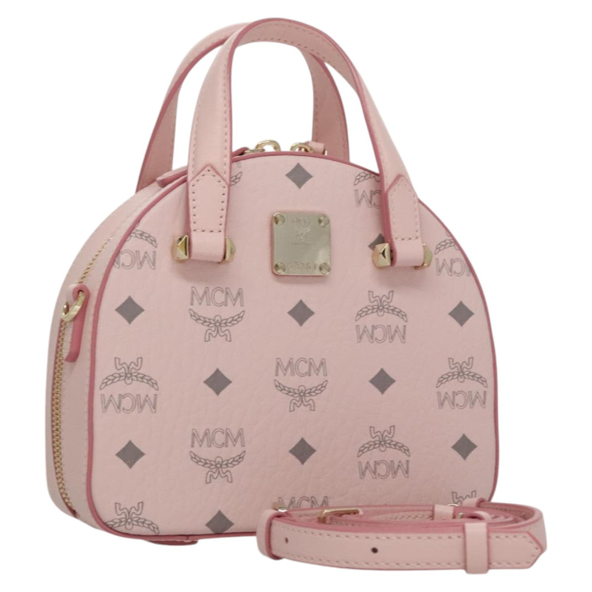 MCM Visetos Pink Canvas Handbag (Pre-Owned)