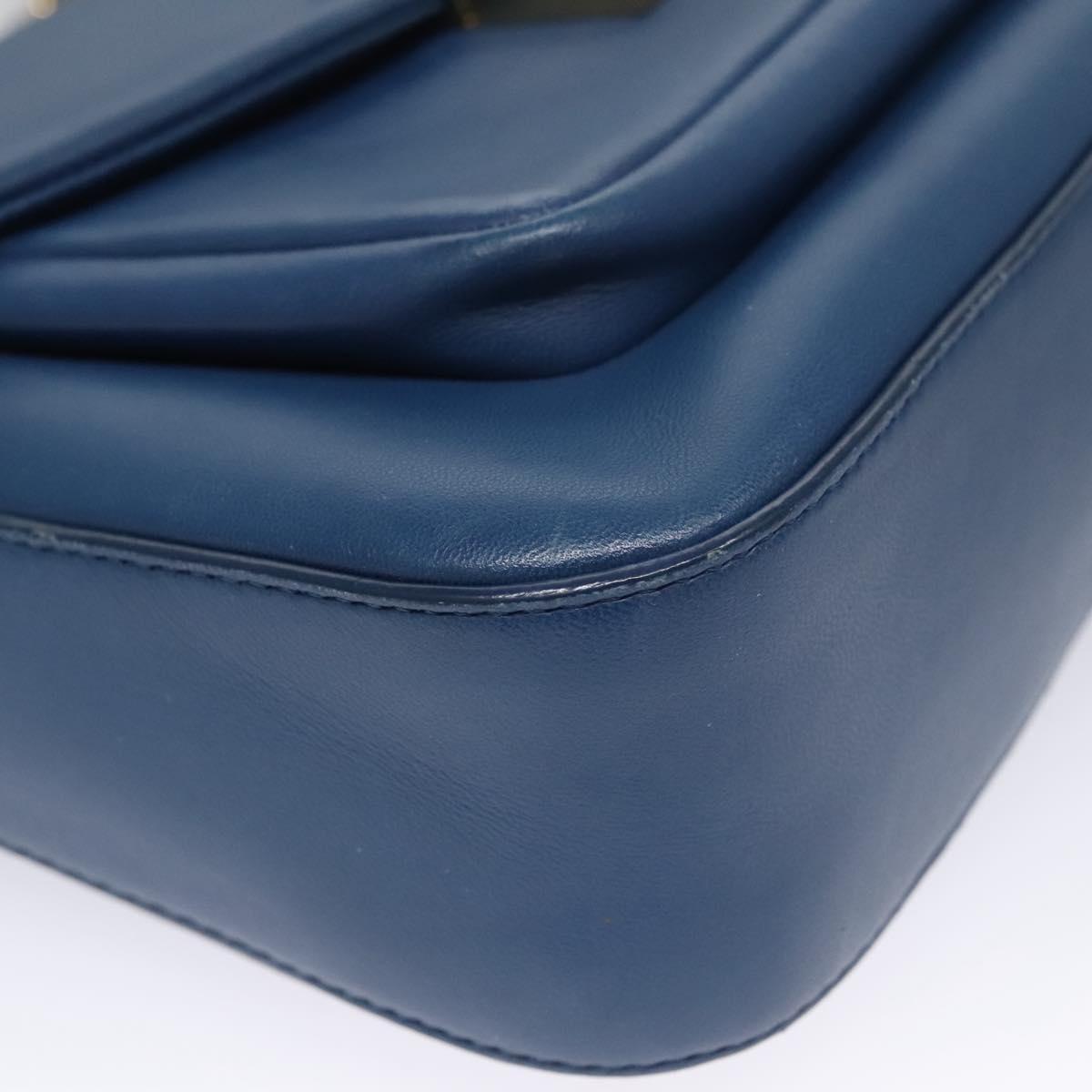 Fendi Bebaguette Blue Leather Shoulder Bag (Pre-Owned)