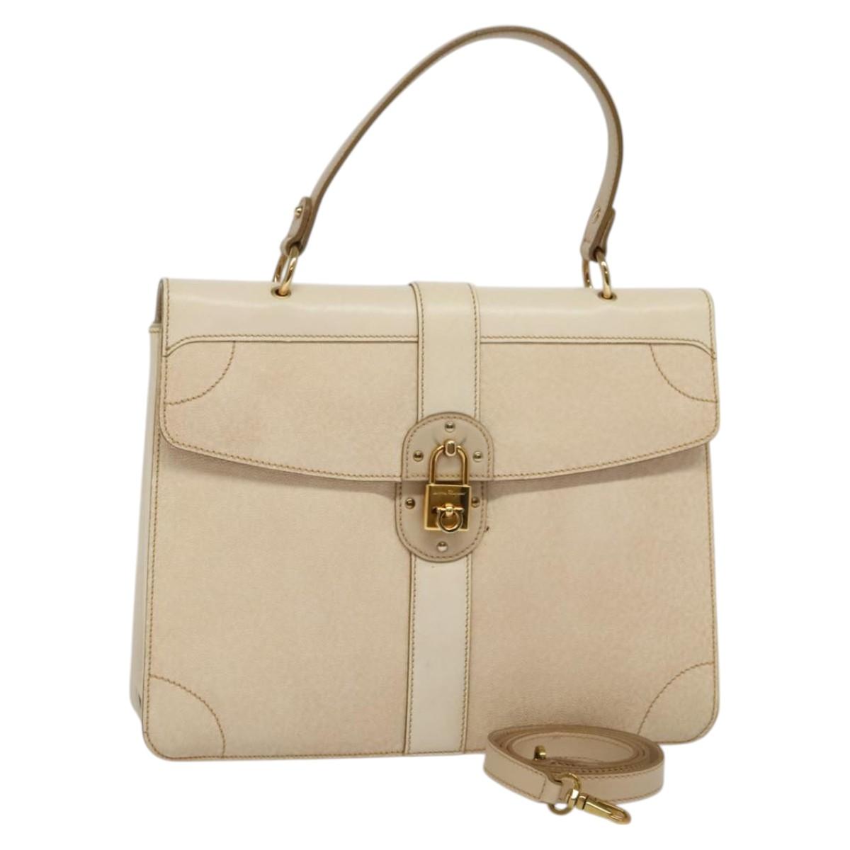 Salvatore Ferragamo Beige Leather Handbag (Pre-Owned)