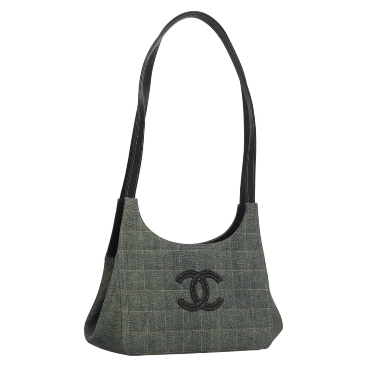 Chanel Chocolate Bar Blue Canvas Shoulder Bag (Pre-Owned)
