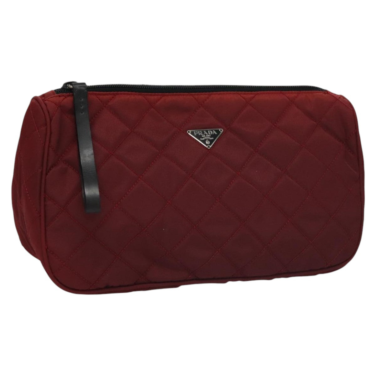 Prada Matelassé Burgundy Synthetic Clutch Bag (Pre-Owned)