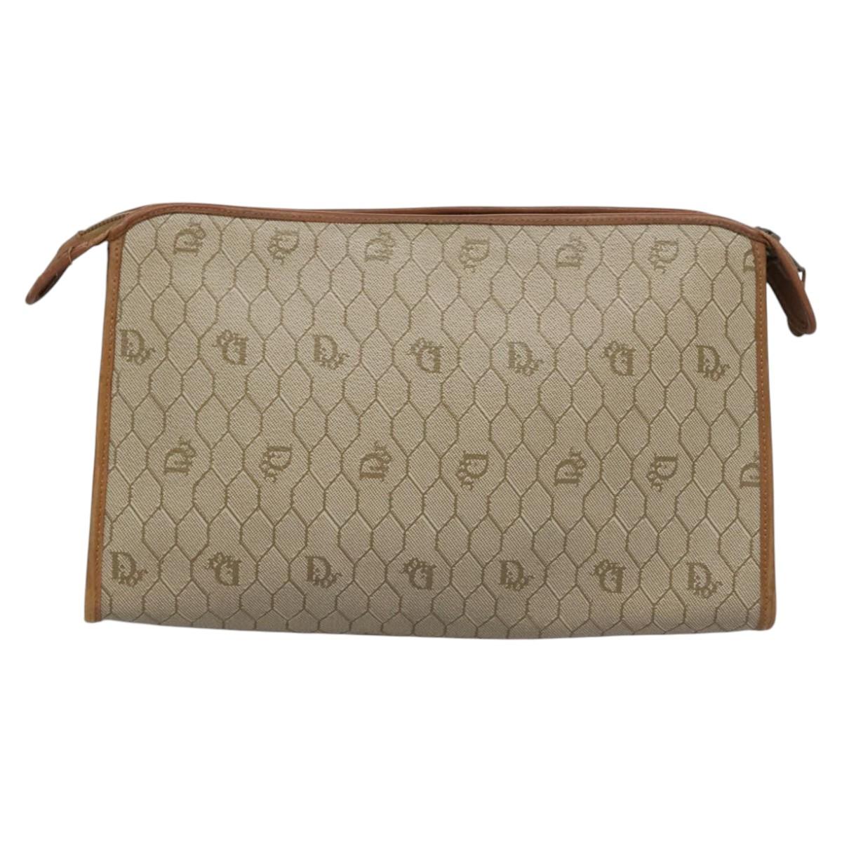 Dior Honeycomb Beige Canvas Clutch Bag (Pre-Owned)