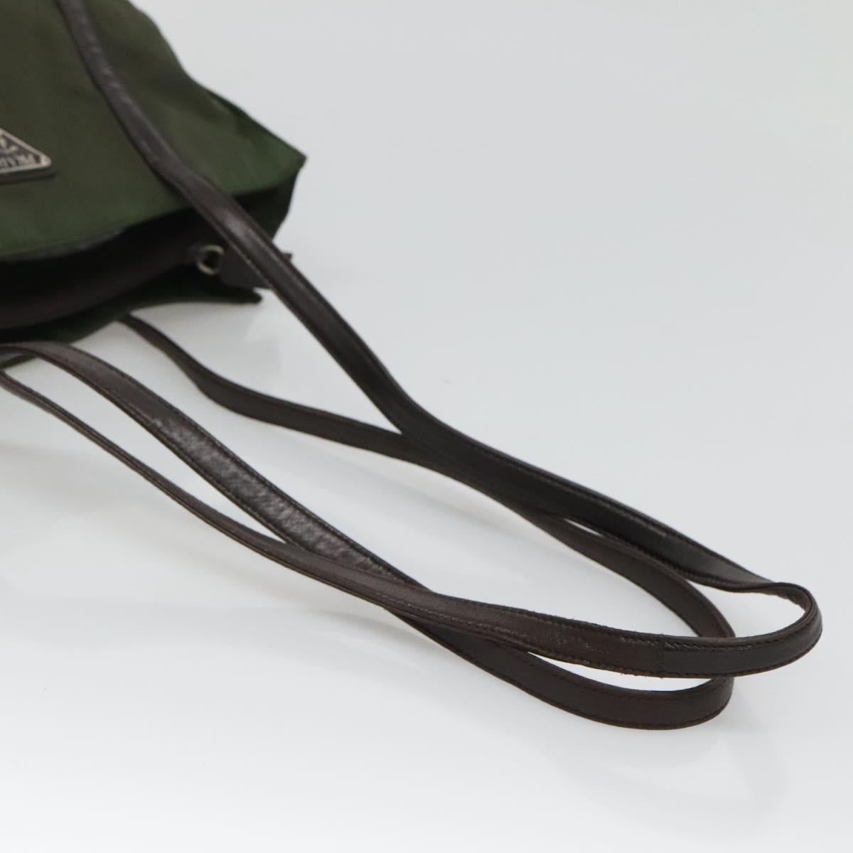 Prada Triangle Logo Khaki Synthetic Tote Bag (Pre-Owned)
