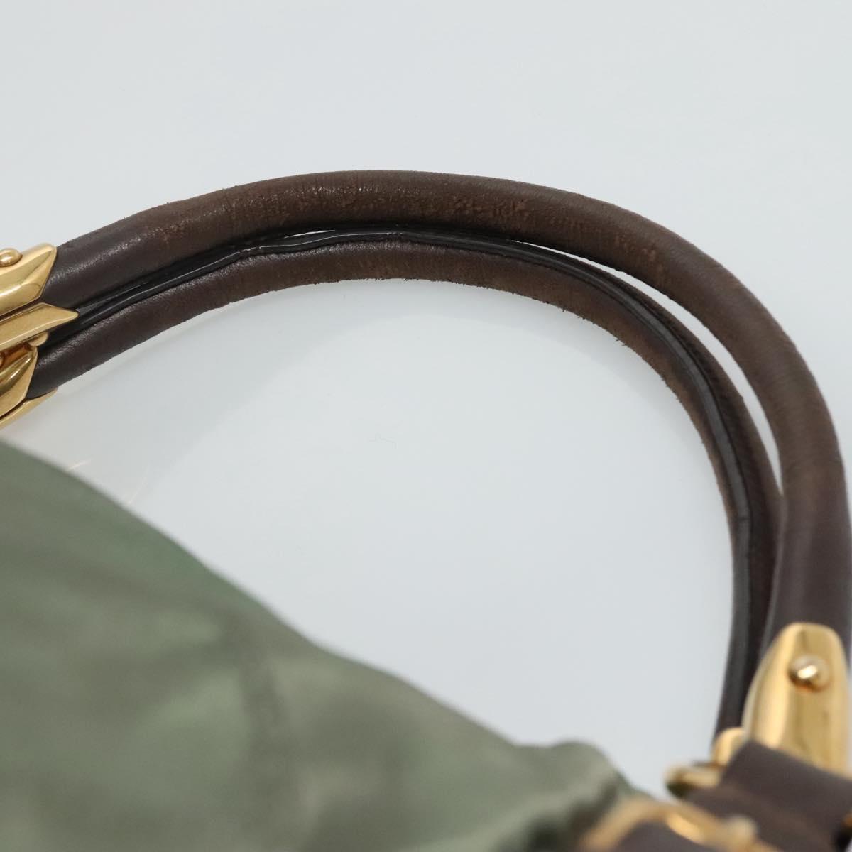 Prada Logo Jacquard Khaki Synthetic Handbag (Pre-Owned)