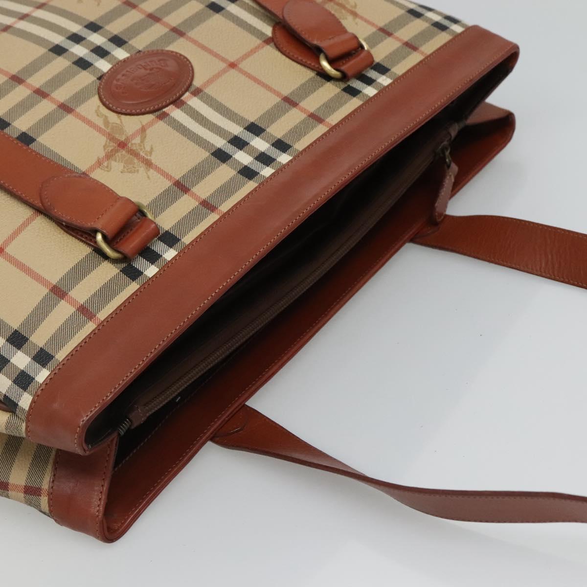 Burberry Nova Check Beige Canvas Shoulder Bag (Pre-Owned)