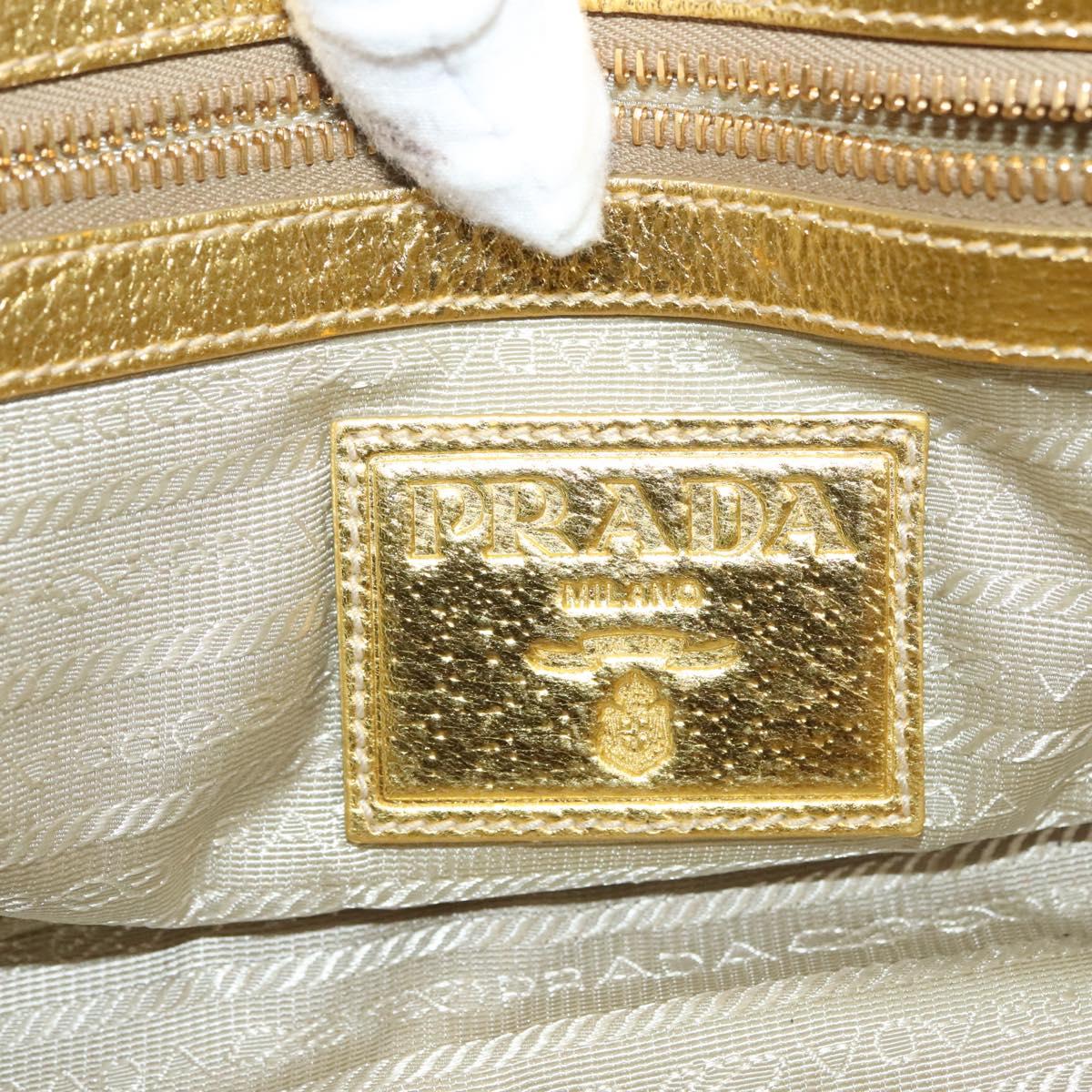 Prada Gold Nylon Shoulder Bag (Pre-Owned)