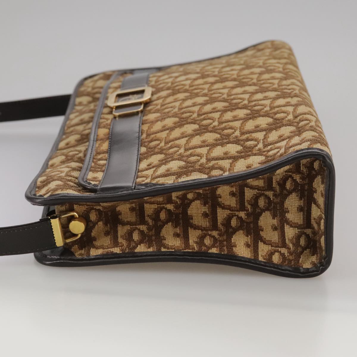 Dior Trotter Canvas Shoulder Bag Gold Canvas Shoulder Bag (Pre-Owned)