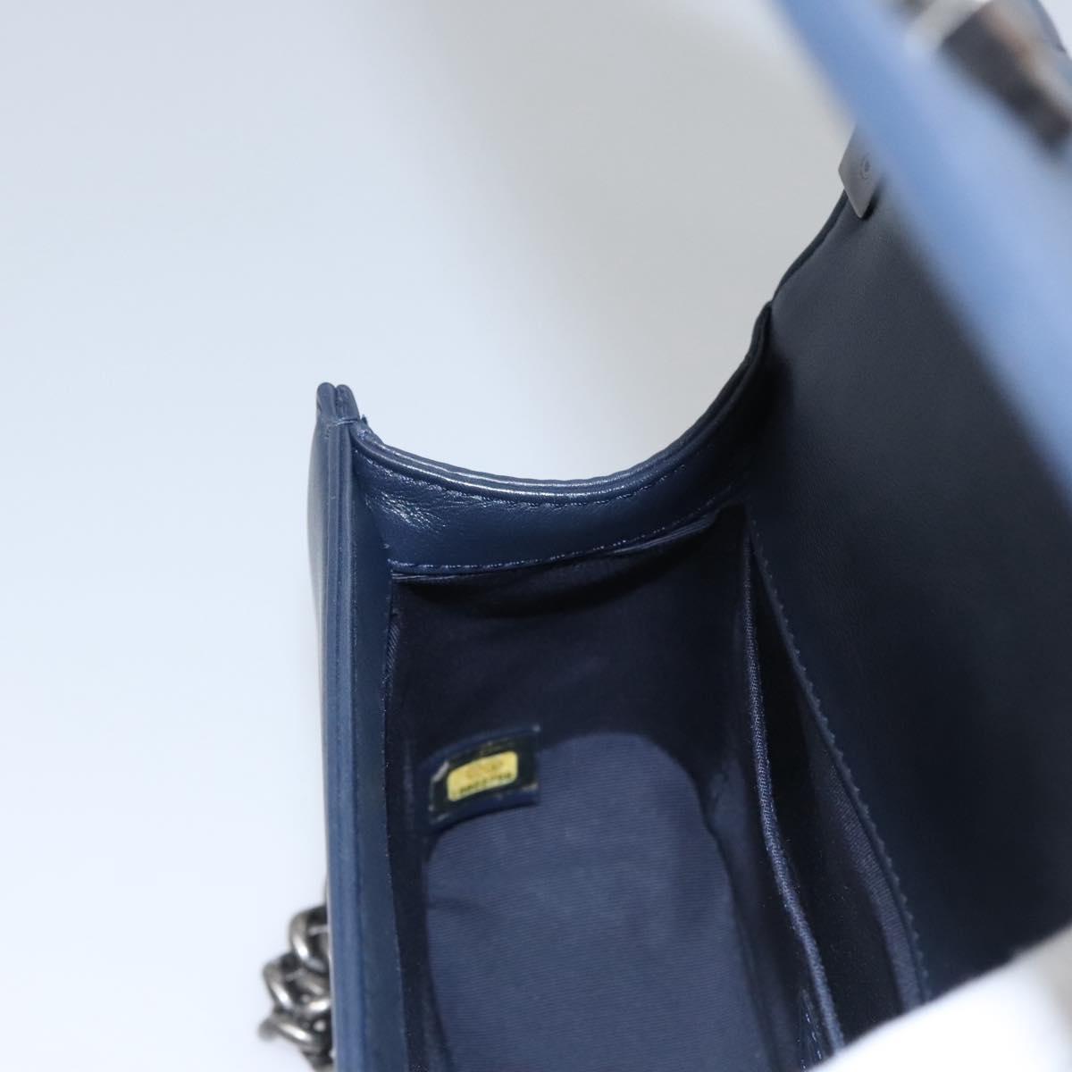 Chanel Boy Navy Leather Shoulder Bag (Pre-Owned)