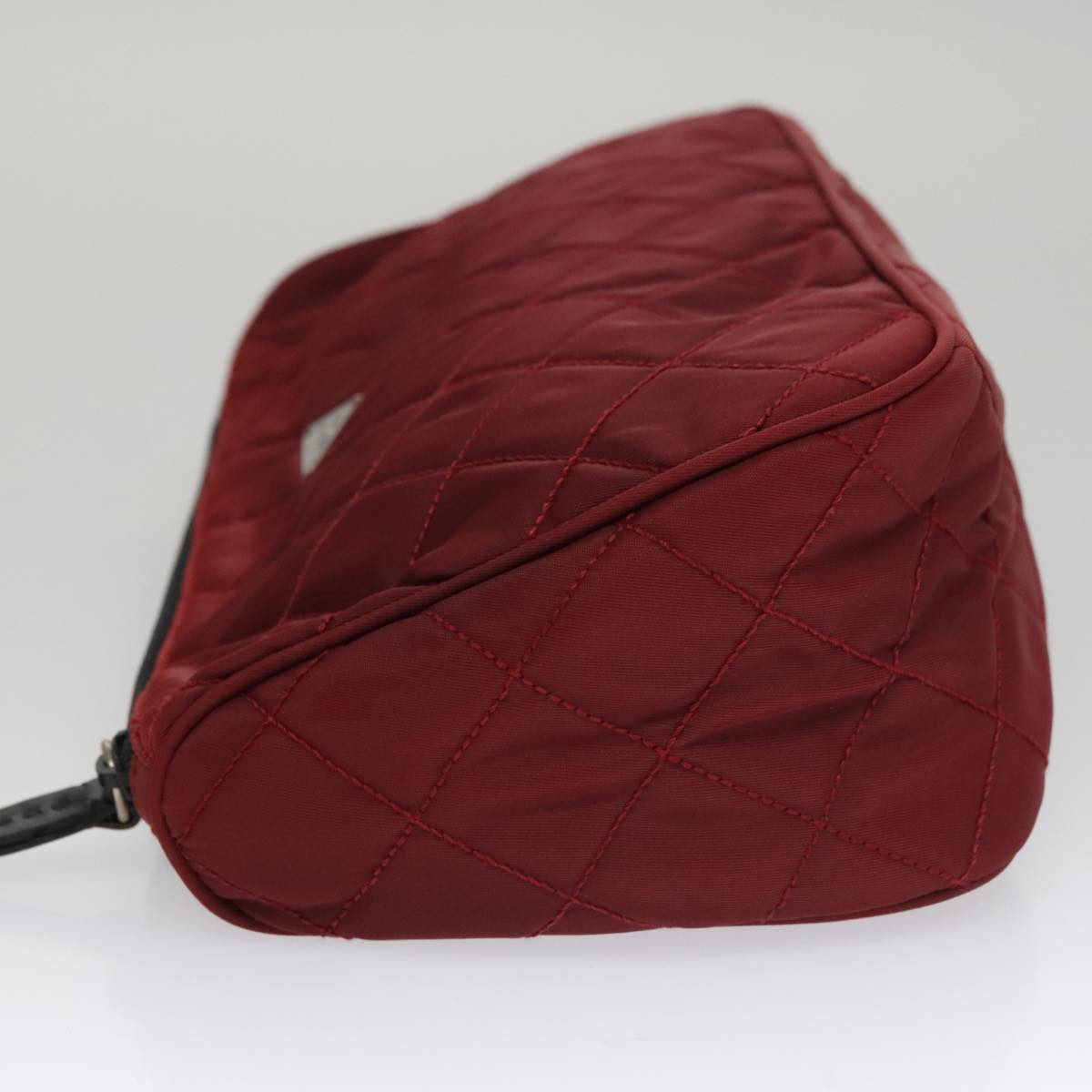 Prada Matelassé Burgundy Synthetic Clutch Bag (Pre-Owned)