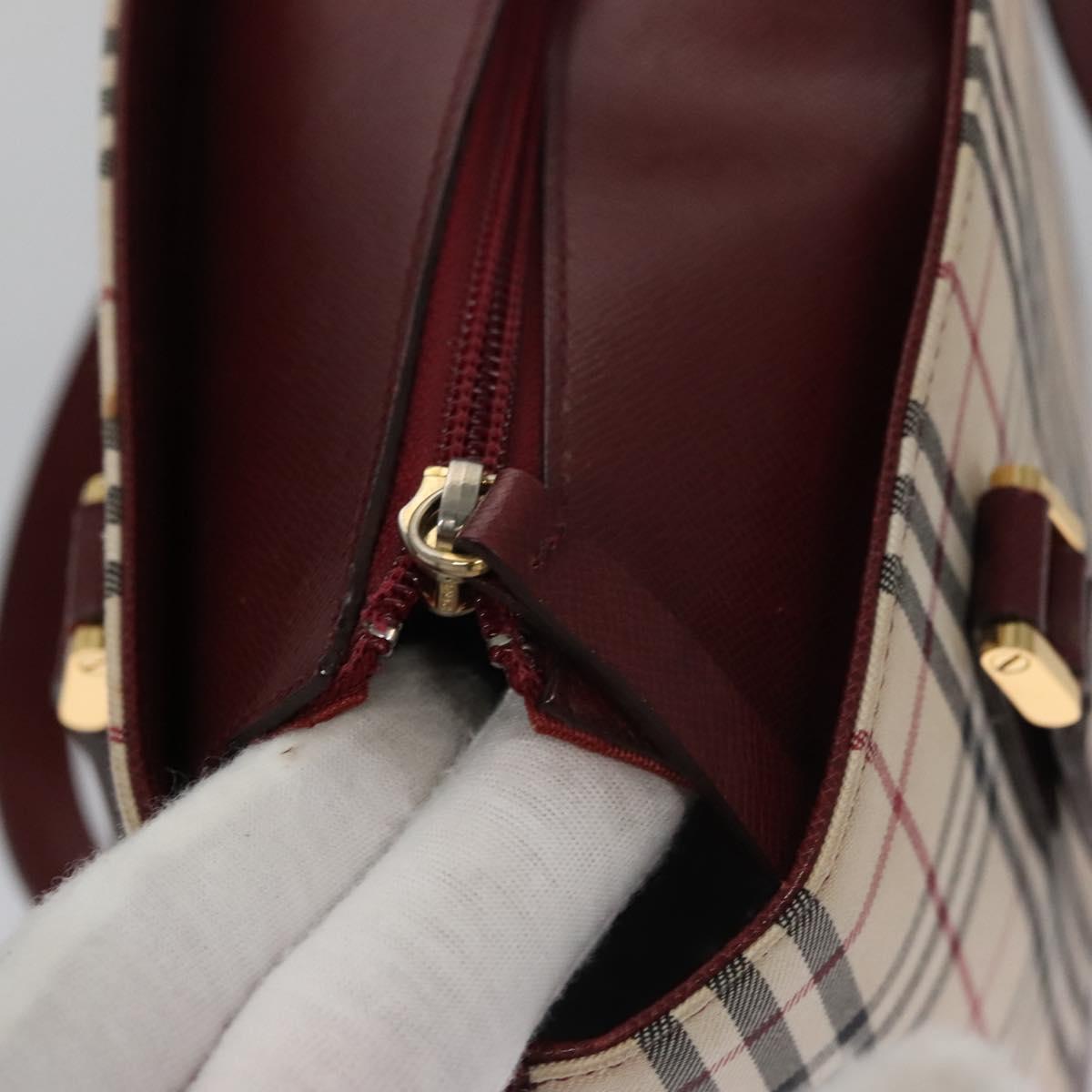 Burberry Nova Check Beige Canvas Shoulder Bag (Pre-Owned)