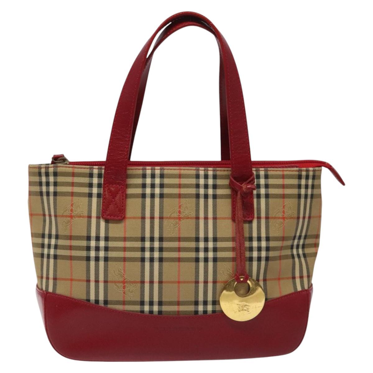 Burberry Nova Check Beige Canvas Handbag (Pre-Owned)