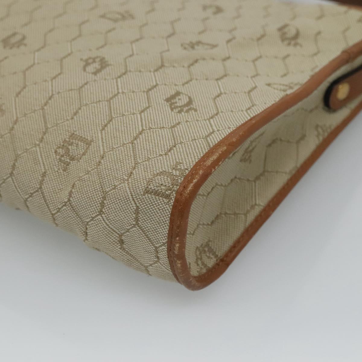 Dior Honeycomb Beige Canvas Shoulder Bag (Pre-Owned)