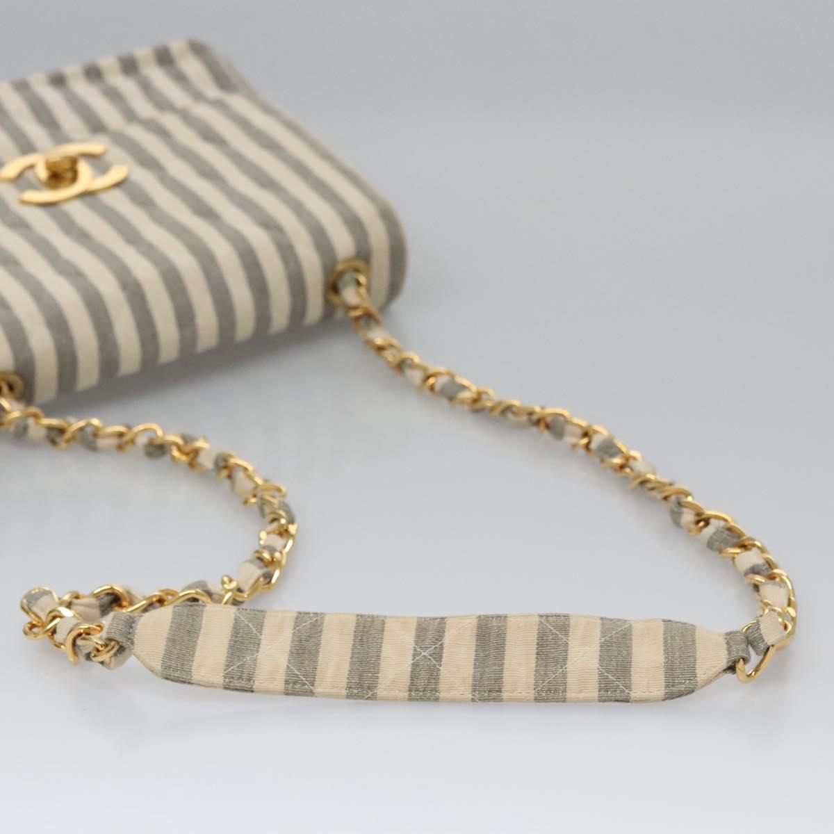 Chanel Cc Grey Canvas Shoulder Bag (Pre-Owned)