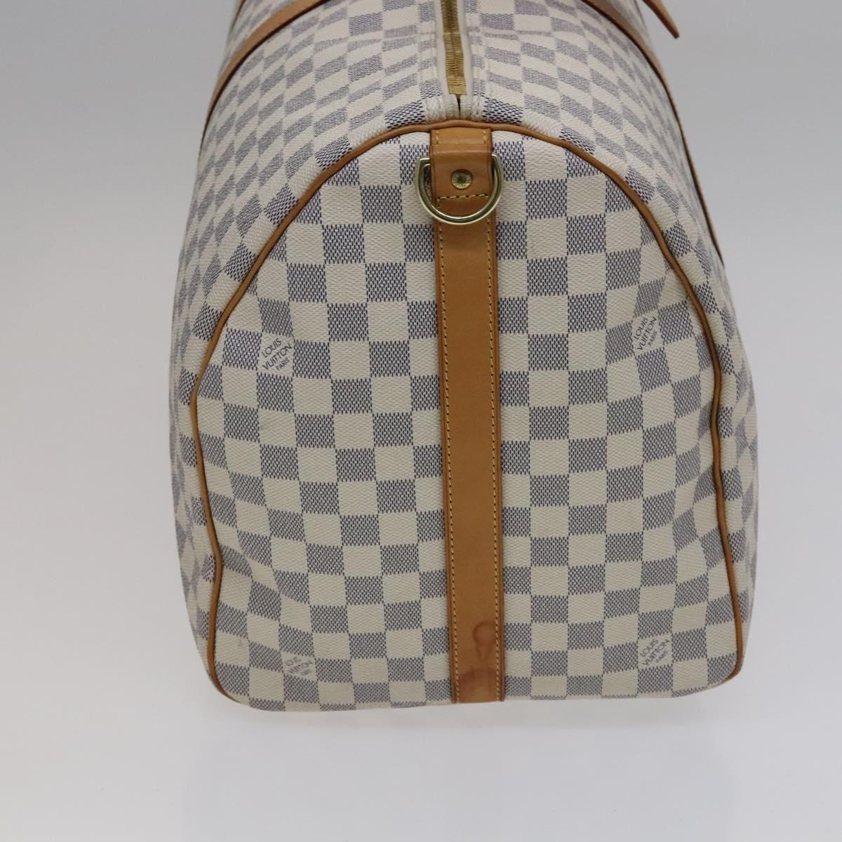 Louis Vuitton Keepall Bandouliere 55 White Canvas Travel Bag (Pre-Owned)