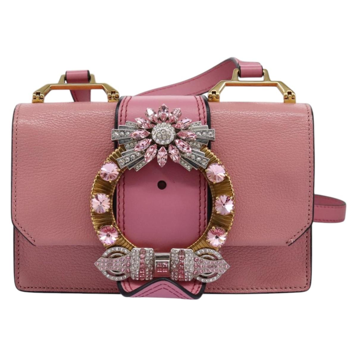 Miu Miu Madras Pink Leather Shoulder Bag (Pre-Owned)