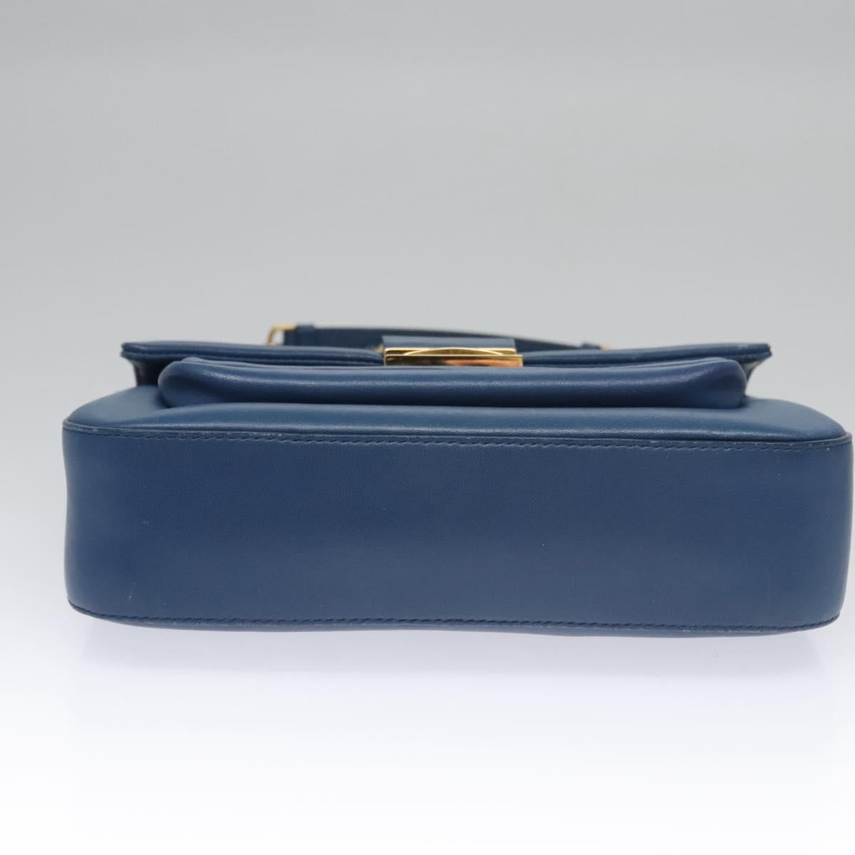 Fendi Bebaguette Blue Leather Shoulder Bag (Pre-Owned)