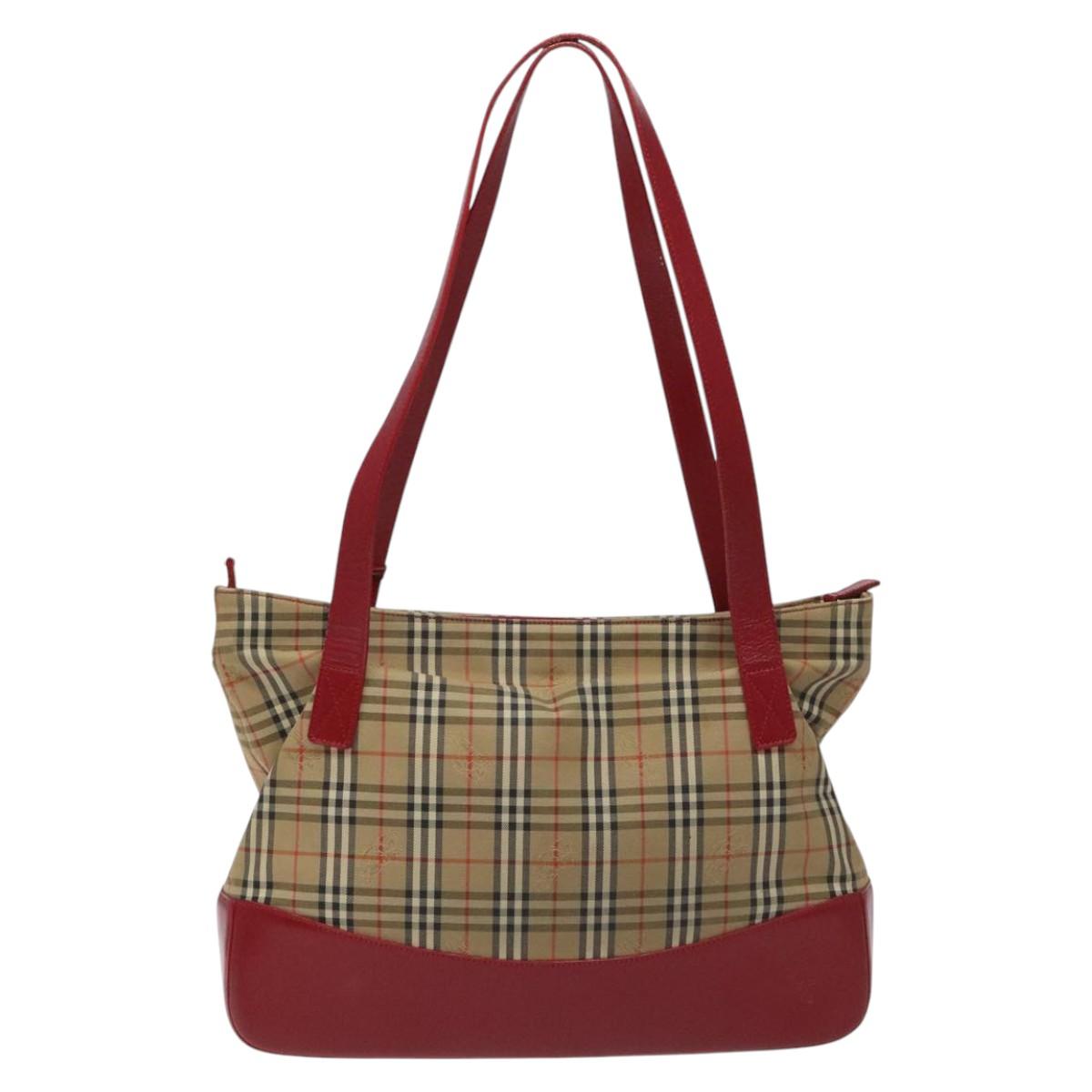 Burberry Nova Check Beige Canvas Tote Bag (Pre-Owned)