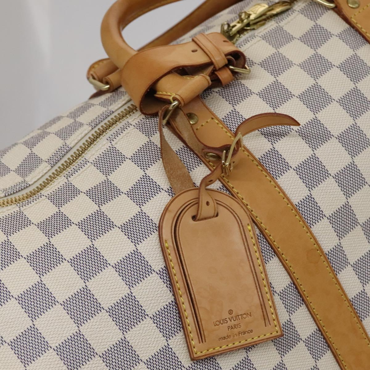 Louis Vuitton Keepall Bandouliere 55 White Canvas Travel Bag (Pre-Owned)