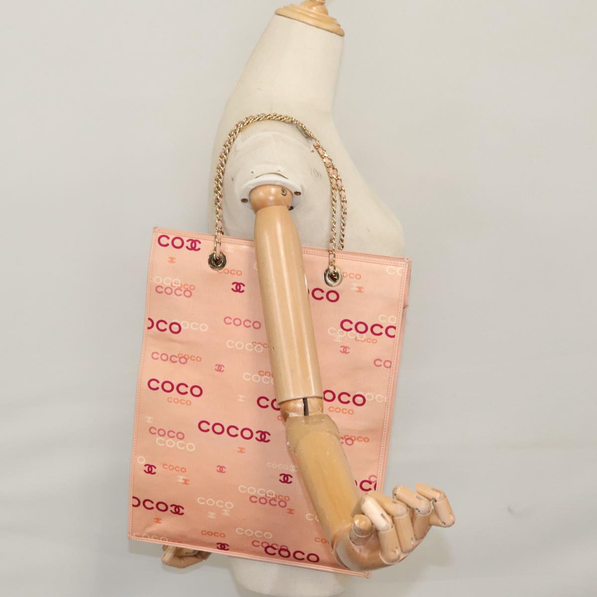 Chanel Coco Mark Pink Canvas Tote Bag (Pre-Owned)