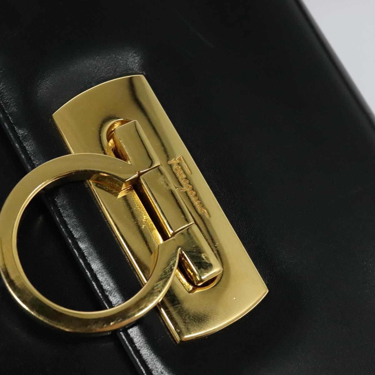 Salvatore Ferragamo Gancini Black Leather Handbag (Pre-Owned)