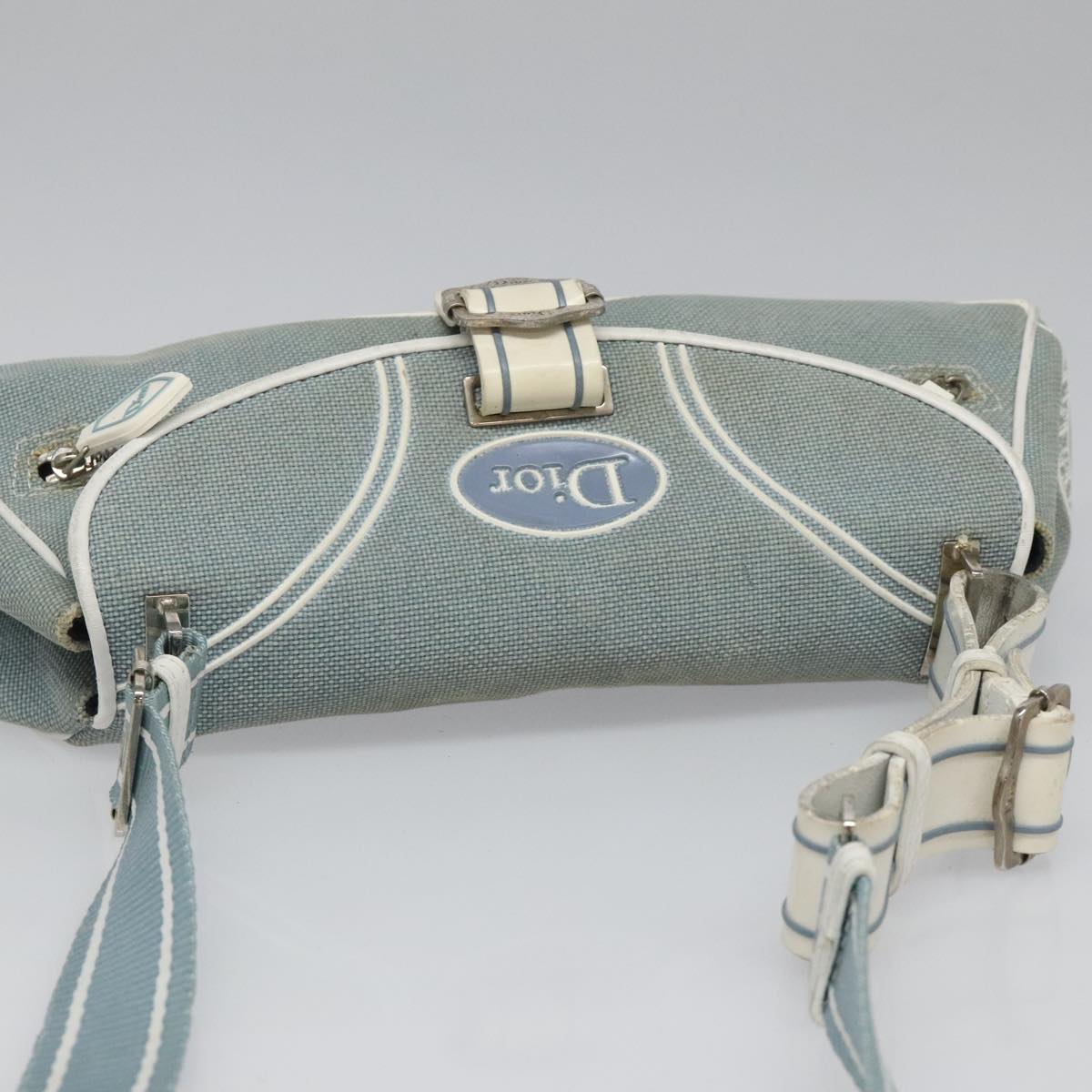 Dior Trotter Blue Canvas Shoulder Bag (Pre-Owned)