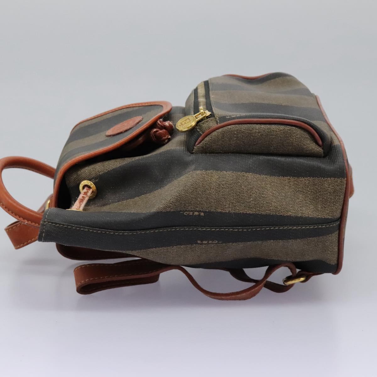 Fendi Pequin Brown Canvas Backpack Bag (Pre-Owned)