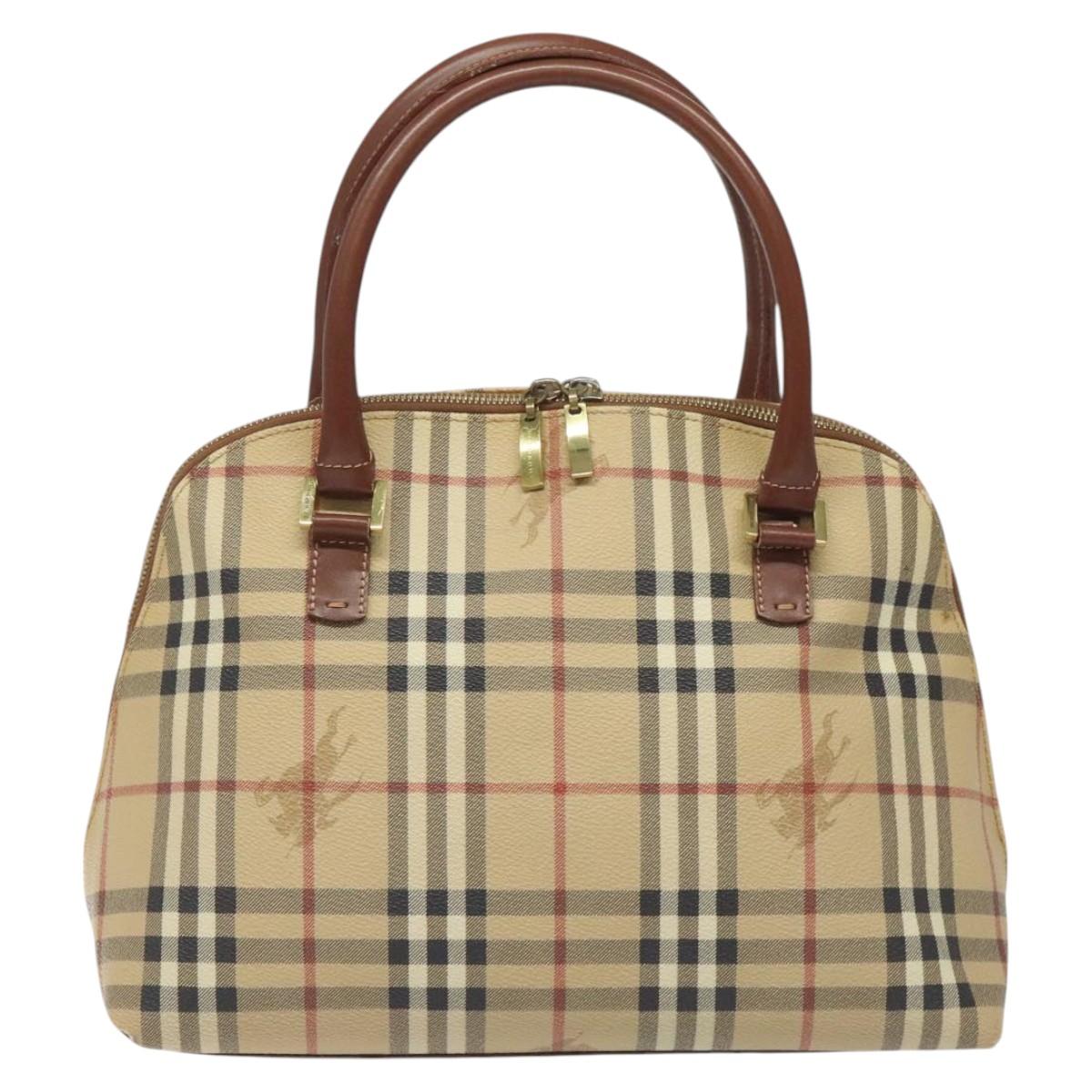 Burberry Nova Check Beige Canvas Handbag (Pre-Owned)