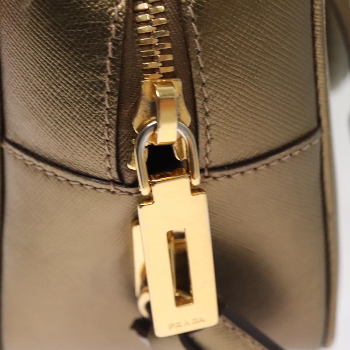 Prada Bauletto Gold Leather Handbag (Pre-Owned)