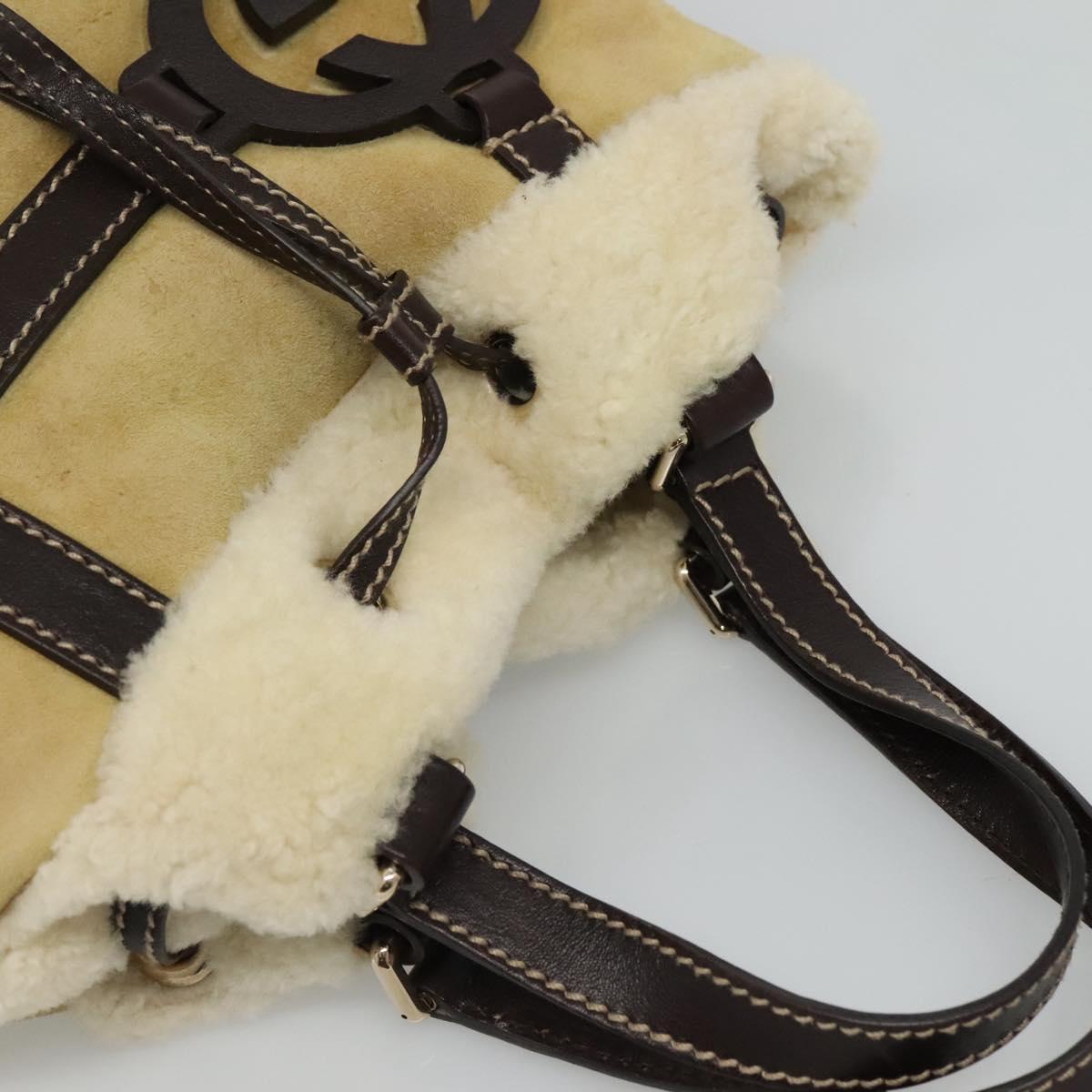 Gucci Bamboo Beige Suede Shoulder Bag (Pre-Owned)