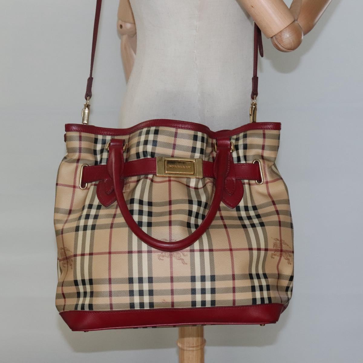Burberry Haymarket Beige Canvas Handbag (Pre-Owned)