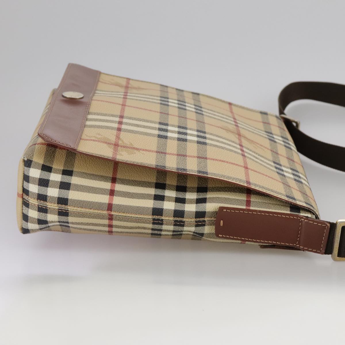 Burberry Nova Check Beige Canvas Shoulder Bag (Pre-Owned)