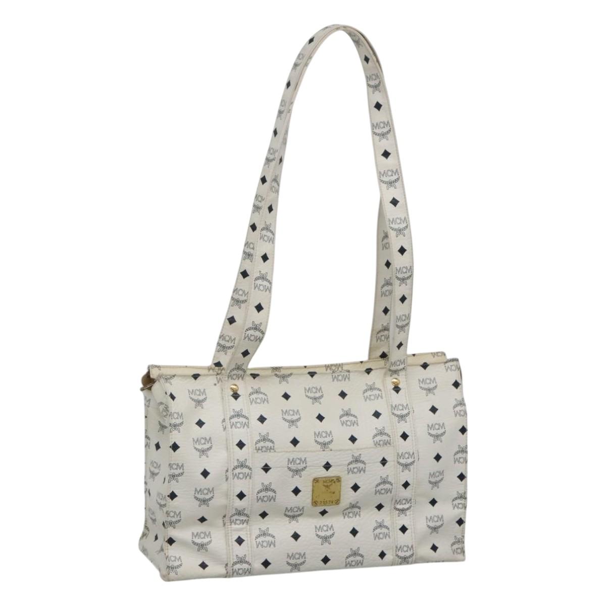 MCM Visetos White Canvas Tote Bag (Pre-Owned)