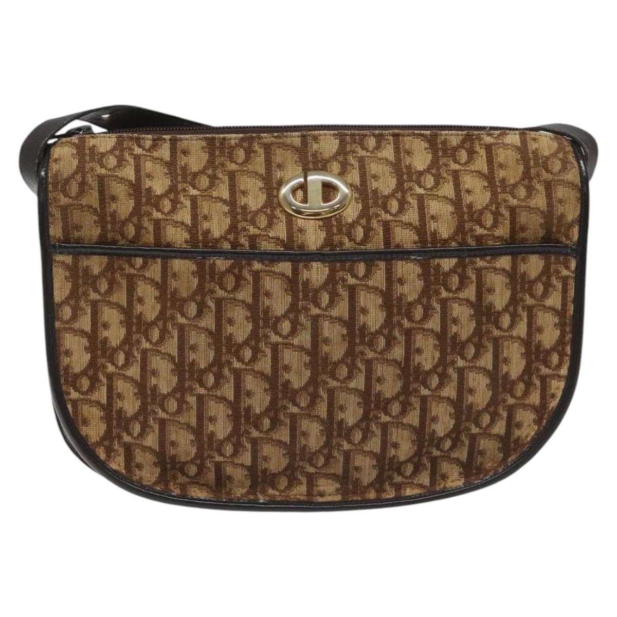Dior Trotter Brown Canvas Shoulder Bag (Pre-Owned)