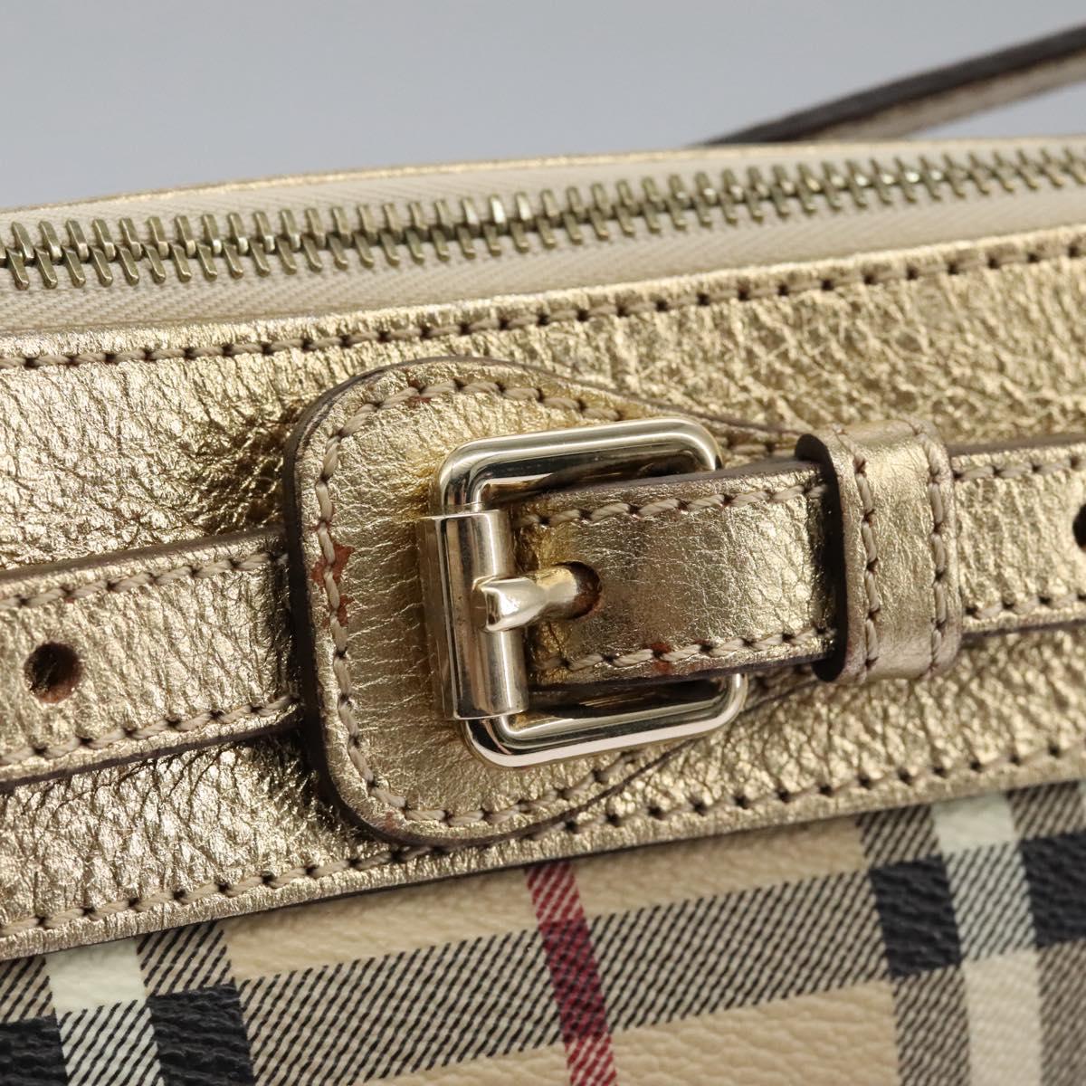 Burberry Haymarket Beige Canvas Shoulder Bag (Pre-Owned)