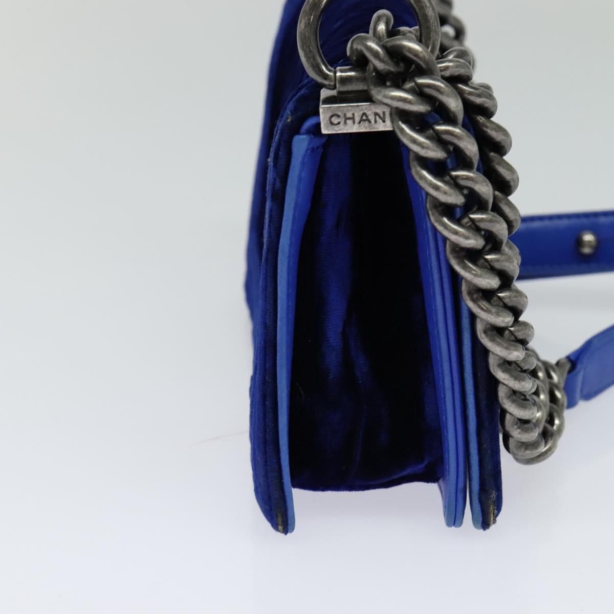 Chanel Boy Blue Velvet Shoulder Bag (Pre-Owned)