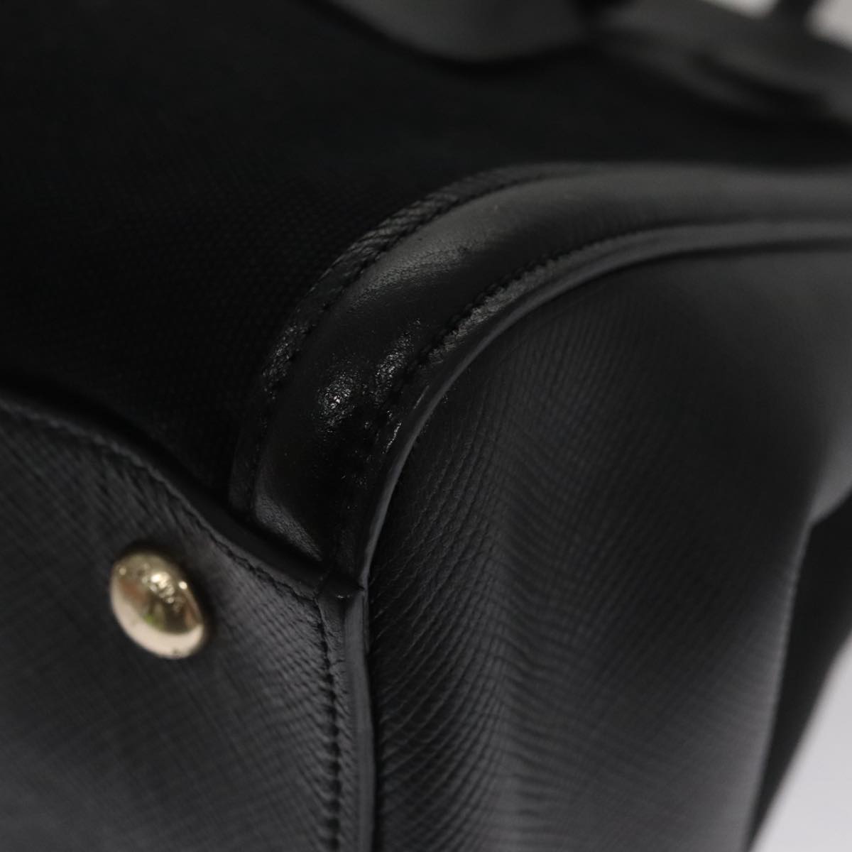Prada Canapa Black Leather Handbag (Pre-Owned)
