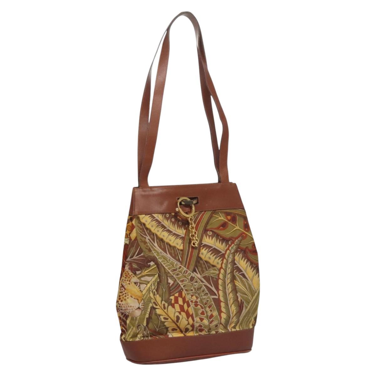 Salvatore Ferragamo Brown Canvas Shoulder Bag (Pre-Owned)