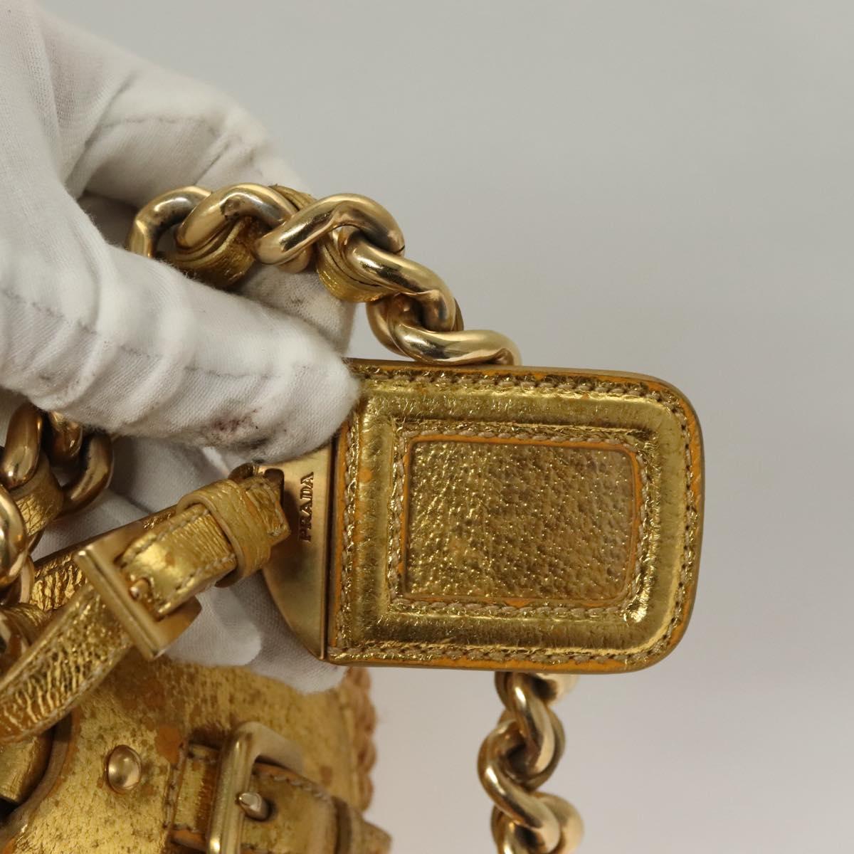 Prada Gold Nylon Shoulder Bag (Pre-Owned)