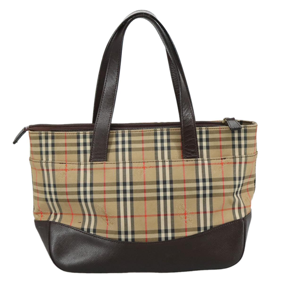 Burberry Nova Check Beige Canvas Handbag (Pre-Owned)
